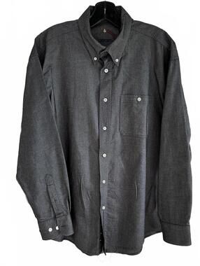 Harvie & Crobie Men's Charcoal Oxford Button-Up Shirt - Size L/G